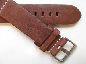 Correa de reloj Umber marrón estampado búfalo 22 mm militar cosida sin conificar - Imagen 1 de 5