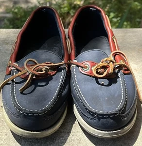Sebago Docksides Size 8M Women's Blue Leather Boat Shoes Flats Made USA - Picture 1 of 6