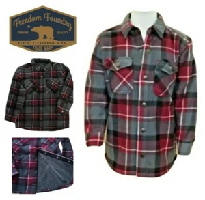 NEW! Freedom Foundry KIDS  Sherpa Lined Flannel Jacket Sweatshirt S BURGUNDY - Picture 1 of 5