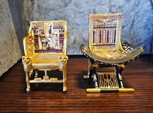 Sedie Trono d'Oro e Cerimoniale di Re Tutankhamon, Replica Set di 2 - Foto 1 di 13