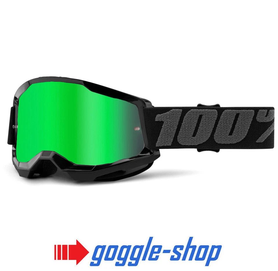 Gafas De Motocross Strata 2 100% Negro Claro / Verde Espejo - Imagen 1 de 1