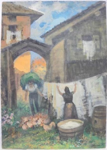 GIOVANETTI (Correggio 1898-Mailand 1978) Montecchio di Boario Terme ÖL 70x50 cm - Bild 1 von 2