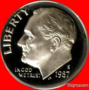 1987 S Roosevelt Dime Gem Proof - Picture 1 of 1