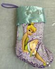 Disney Tinker Bell Small Christmas Stocking Purple Green Silver Sparkly 8" Sock