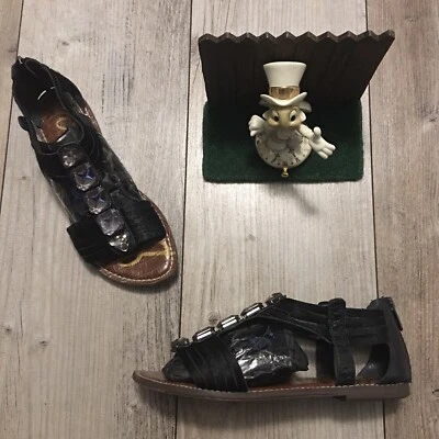 Sam Edelman Galina Calf Hair Embellished Sandal Black Women Size 8 M NICE - Image 1 of 4