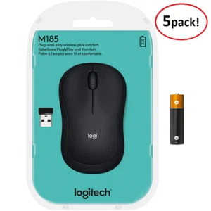 Logitech Wireless Mouse M185 Gray - 5 Pack - NEW - Picture 1 of 1