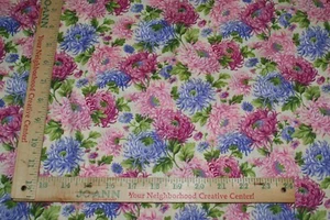 Chrysanthemums are for November Cotton Fabric 1 Yd + 30"x 42W Quilting Sewing - Picture 1 of 3