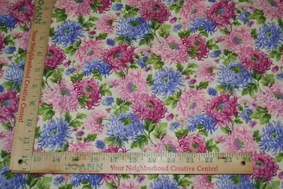 Chrysanthemums are for November Cotton Fabric 1 Yd + 30"x 42W Quilting Sewing - Image 1 of 3
