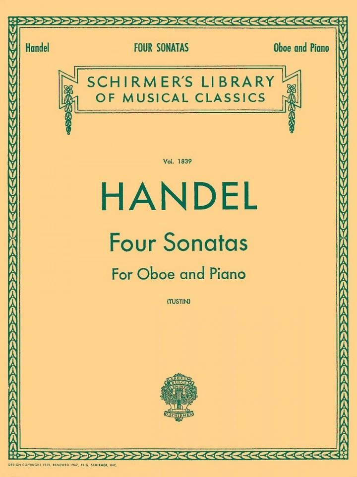 Handel Four Sonatas Schirmer Oboe and Piano Sheet Music NEW 050262180 - Image 1 of 1