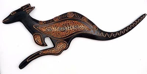 Aboriginal Wooden Kangaroo & Eggshell Craft Australia 35.5cm - Picture 1 of 1
