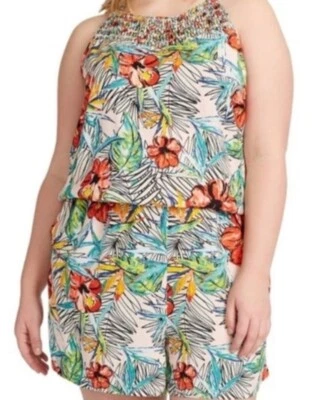 Jessica Simpson Mujer Mameluco Multicolor Floral Bolsillos Corbata Halter Calado S Foto 1 de 4