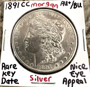 1891-CC Morgan Silver Dollar🌟AU+/BU🌟Rare Key Coin🌟Nice Eye Appeal 🌟(VIDEO) - Picture 1 of 6