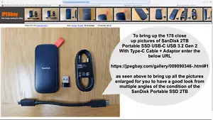 SanDisk 2TB SSD Hard Drive USB-C USB 3.2 Gen 2 + Type-C Cable + Type-A Adaptor - Picture 1 of 24