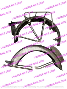 AJS 1930 MODEL R8 500CC RAW STEEL FENDER SET + STAYS CARRIER & BACK LIGHT /FIT F - Picture 1 of 14