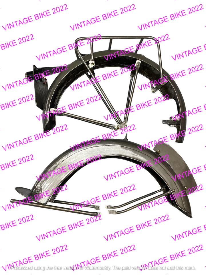 JUEGO GUARDABARROS AJS 1930 MODELO R8 500CC ACERO CRUDO + SOPORTE Y LUZ TRASERA / AJUSTE F Foto 1 de 4