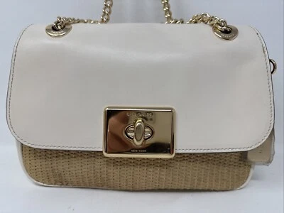 Cartera Bandolera Coach Cassidy Nueva York Cuero Blanco/Paja Usada una vez Foto 1 de 4