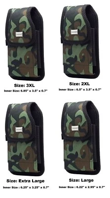 VERTICAL CAMOUFLAGE RUGGED CELL PHONE POUCH WITH METAL CLIP (L/XL/2XL/3XL) - Image 1 of 4