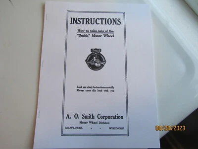 A O Smith Motor Wheel Gas Engine Instruction/Operation Manual
