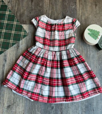 Carters Kid 女孩假日红色和白色连衣裙带纽扣尺寸 6/6X — 第 1/4 张图片