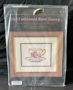 NUEVO Kit de punto de cruz contado taza de té rosa Cross My Heart 1996 vintage CSBK-119-2 - Imagen 1 de 4