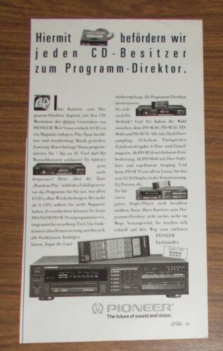 Seltene Werbung vintage PIONEER PD-M 50 PD-M 60 PD-M 70 HiFi CD-Player 1987
