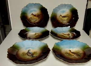 Z. S. & Co Scherzer Bavaria AUDUBON BIRDS Luncheon Plates SET OF SIX SCENES - Picture 1 of 4