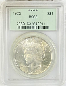 1923 Peace Silver Dollar MS63 PCGS - Picture 1 of 2