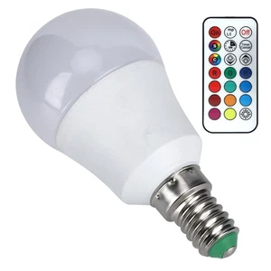 (RGB+Black White 6000K E12) Remote Control LED RGB Bulb Light Color - Picture 1 of 24