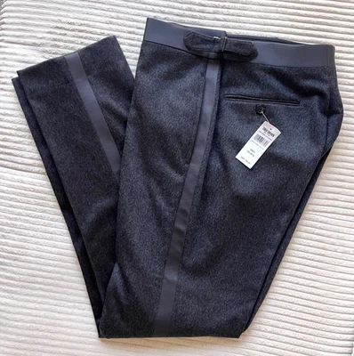 TODD SNYDER Grey Cashmere Slim Tuxedo Trouser - US Size 29/32 - Made in Italy - Image 1 of 4
