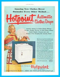 Hotpoint secadora de ropa lavandería electrodoméstico vintage impresión anuncio 1951 - Imagen 1 de 3