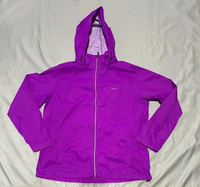 Chaqueta Columbia para mujer 1X púrpura con capucha lluvia cortavientos malla forrada cremallera completa Foto 1 de 4
