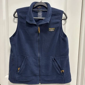 LL Bean Womens Mountain Classic Fleece Vest Size XL Petite Navy Blue - Picture 1 of 3