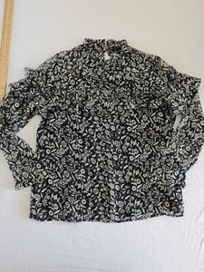 Ladies Semi Sheer Blouse Unbranded Size (See Pics) Black Long Sleeve High... - Picture 1 of 12