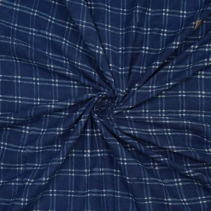 Indigo Blue Cotton Hand Block Print Fabric Indian Sanganeri Dabu Fabric 3 Yard - Picture 1 of 7