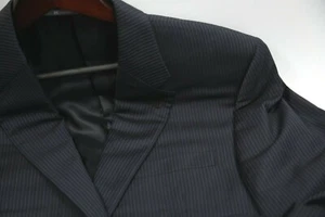 #215 Hickey Freeman Madison Blue Striped Suit Jacket Size 44 L - Picture 1 of 6