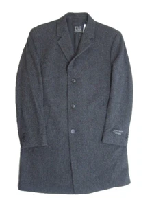 NUEVO Jos. A. Abrigo largo Bank Executive negro gris lana espiga 42R - Imagen 1 de 11