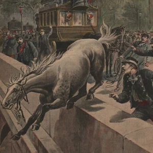 Un cheval qui se suicide - - Gravure de presse 1897 - Picture 1 of 2