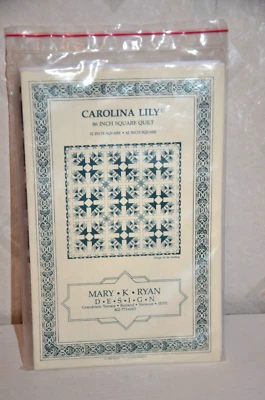 Carolina Lily 86", 32", or 62" square quilt pattern, Mary K Ryan Design- uncut - Image 1 of 2