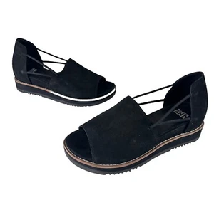 Eileen Fisher Womens Sz 6 Black Ken Tumbled Nubuck Charm Suede Mule Sandal Shoe - Picture 1 of 13