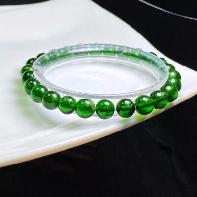 7.2mm Natural Green Diopside Quartz Crystal Beads Bracelet AAAA - Image 1 of 4