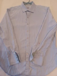 Robert Graham Shirt Mens XL Blue Grey Hidden Paisley Button Up Flip Cuff - Picture 1 of 12