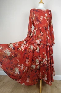BNWT LAURA ASHLEY Burnt red/orange floral layered tunic dress size 12 - Picture 1 of 10