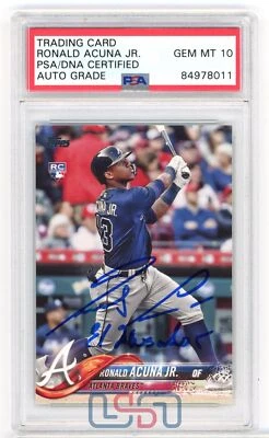 Ronald Acuna Jr. Braves Signed "El Abusador" 2018 Topps #US250 PSA/DNA 10 Auto - Image 1 of 2