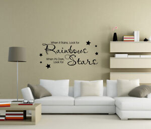 When it rains look for rainbows star Wall Stickers Art Quote Home Decor UK 127zx
