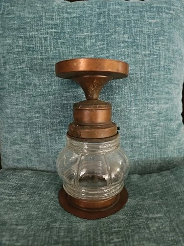 ANTIQUE COPPER JELLY JAR CEILING LIGHT FIXTURE #E-11679 Underwriters Laboratorie Cover