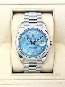 NEW 2024 Rolex Day-Date 40mm 228206 Presidential Platinum Ice Blue Motif Dial - Picture 1 of 10