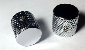 USA Metal Knob Flat Top Chrome for Tele Guitar style Bass CTS Solid Shaft Pot - Imagen 1 de 3