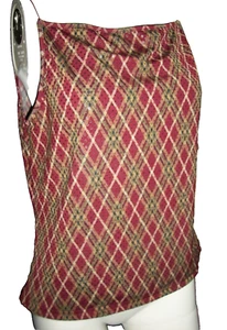 Express Y2K WINE Sequin SHIMMERY Argyle Print Sleeveless Tank Top XL GLAM CLUB - Picture 1 of 12