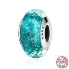 New 100% 925 Sterling Silver Faceted Teal Murano Glass Bead Charm Diy