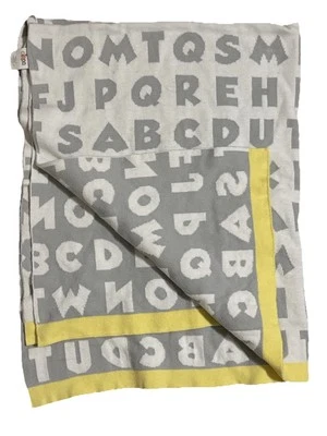 Manta bebé Circo ABC gris blanco amarillo tejido algodón 30x40 Foto 1 de 4